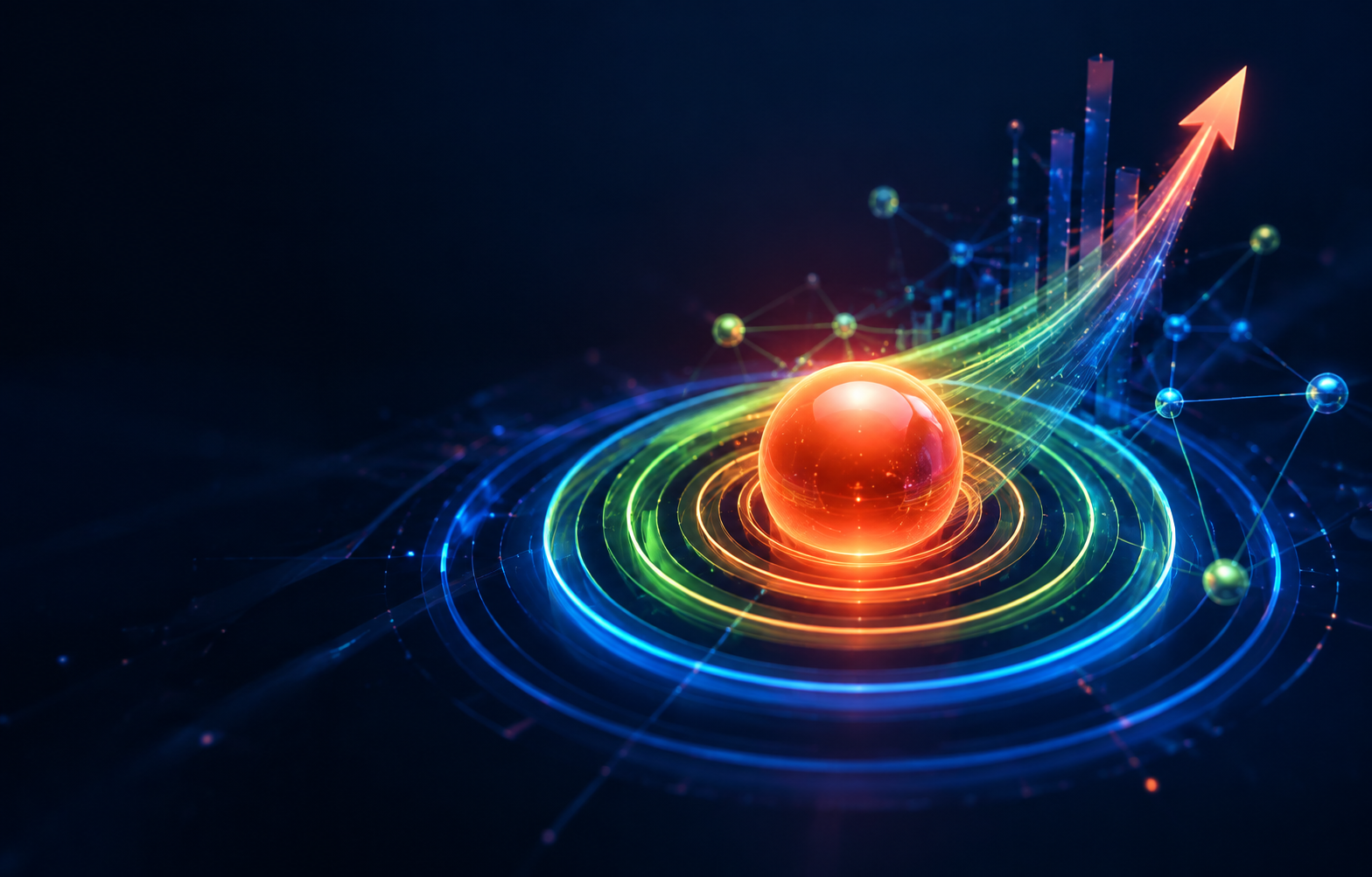 Abstract signal waves and growth markers representing local digital reach
